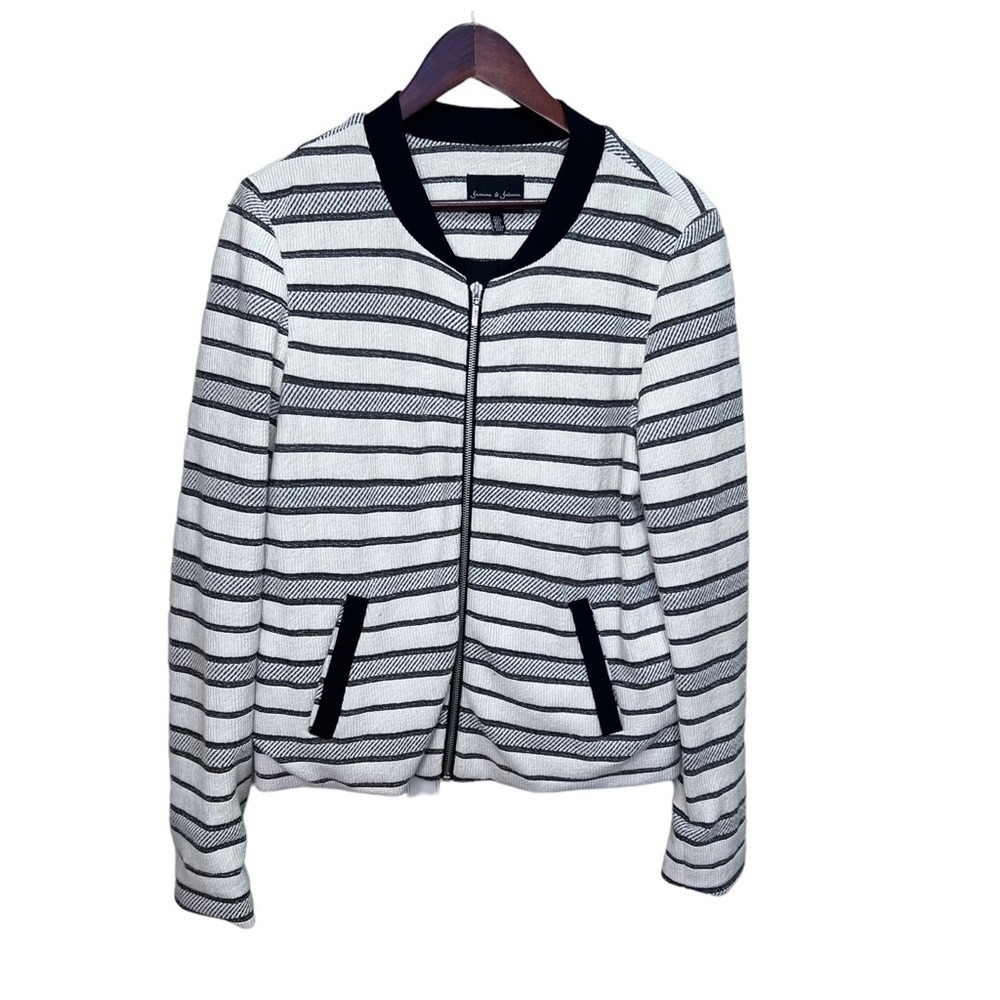 JASMINE & Juliana Grey & White Bomber Jacket Size Large